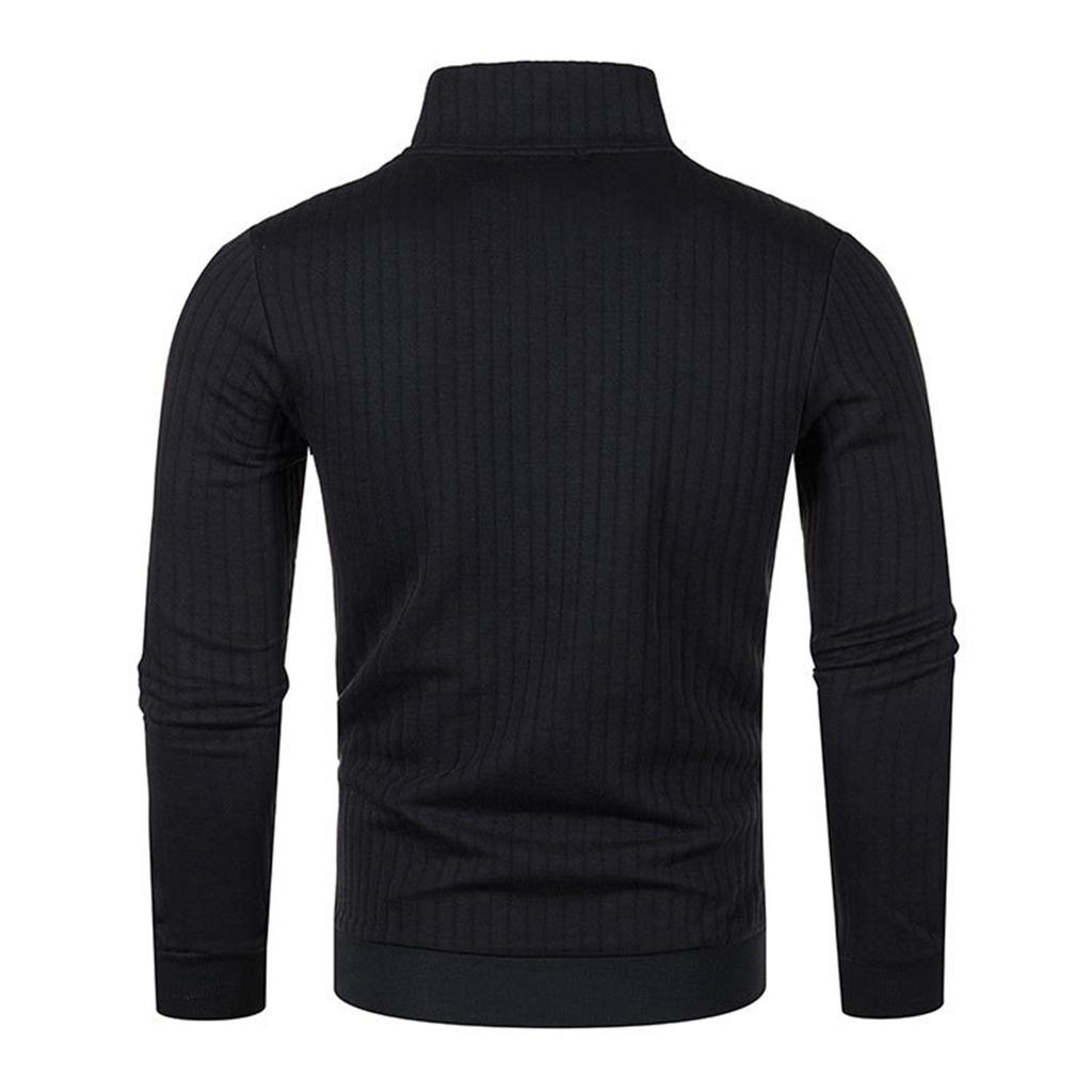 Мужской осенний полосатый свитер с полуводолазкой на молнии, мужской свободный свитер, повседневный свитер с длинным рукавом