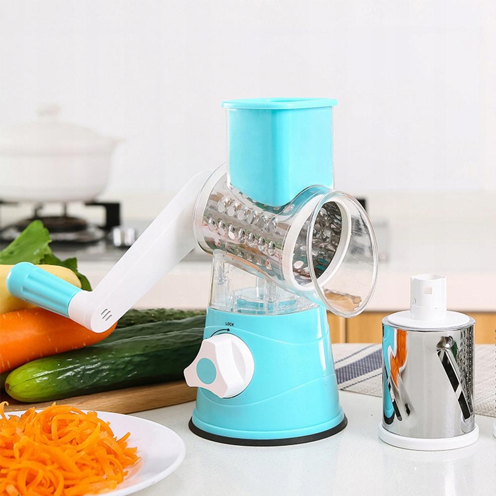 Manual shredder, rotating grater, 3 blades, 3-in-1 vegetable slicer