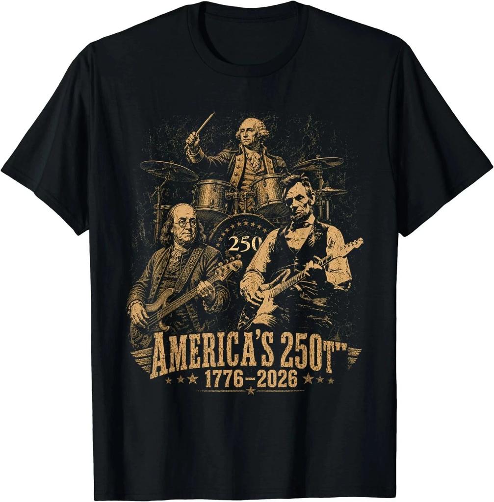 250 Years Patriot Guitar Drum Band American Flag 1776 2026 T-Shirt