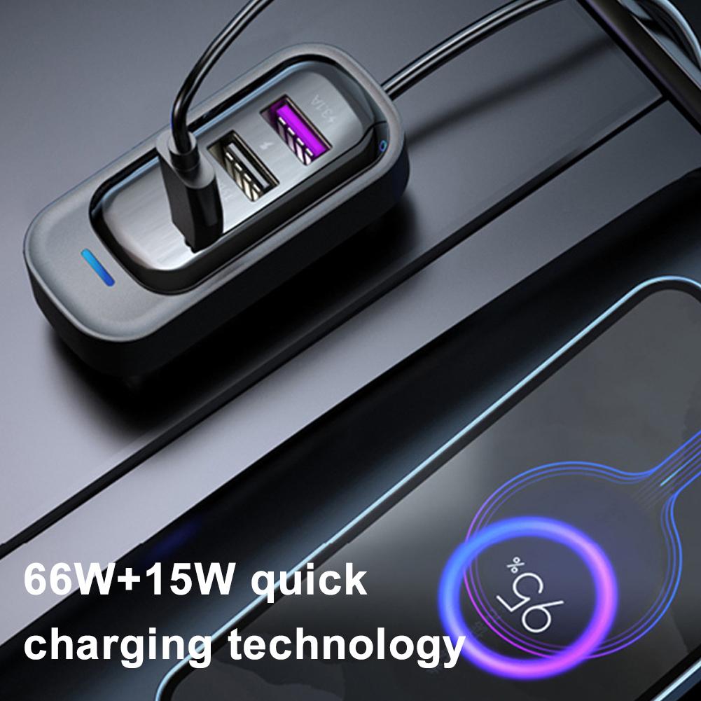 Car USB Chargers Multifunctional Phone Charge Device 18W+15W Quick Charge with 5 Charge Ports
