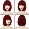 MISS WIG Женская мода, волосы красного вина, боб, косплей, прямой парик с челкой, длина до плеч, прямой парик из синтетического волокна для Хэллоуина
