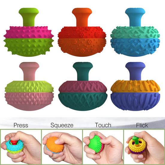 6Pcs/Set Stress Relief Thumb Rocker Toy Textured Rocker Press Squeeze Sensory Toy Concentration Aid Anxiety Relieving Fidget Toy