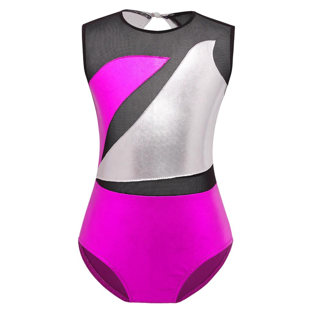 Гимнастические трико для девочек, танцевальное трико, детские блестящие металлические тренировочные костюмы