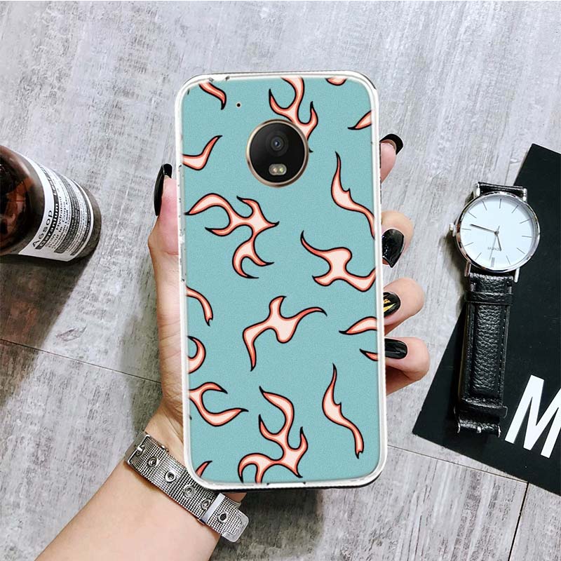 Чехол для телефона Blue Red Flame Fire для Motorola Moto G9 G8 G7 G6 G5 E6 E5 E4 Plus Play Power One Action Macro Coque Capa