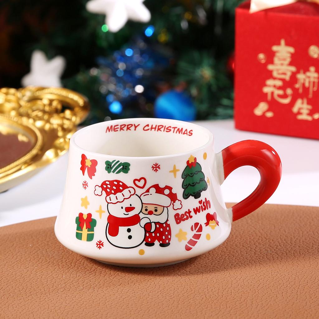 Santa Claus Creative Cartoon Ceramic Mug, Christmas Gift Cute Coffee Mugs, Breakfast Milk Cups, Couple Kawaii Cup,with Gift Box