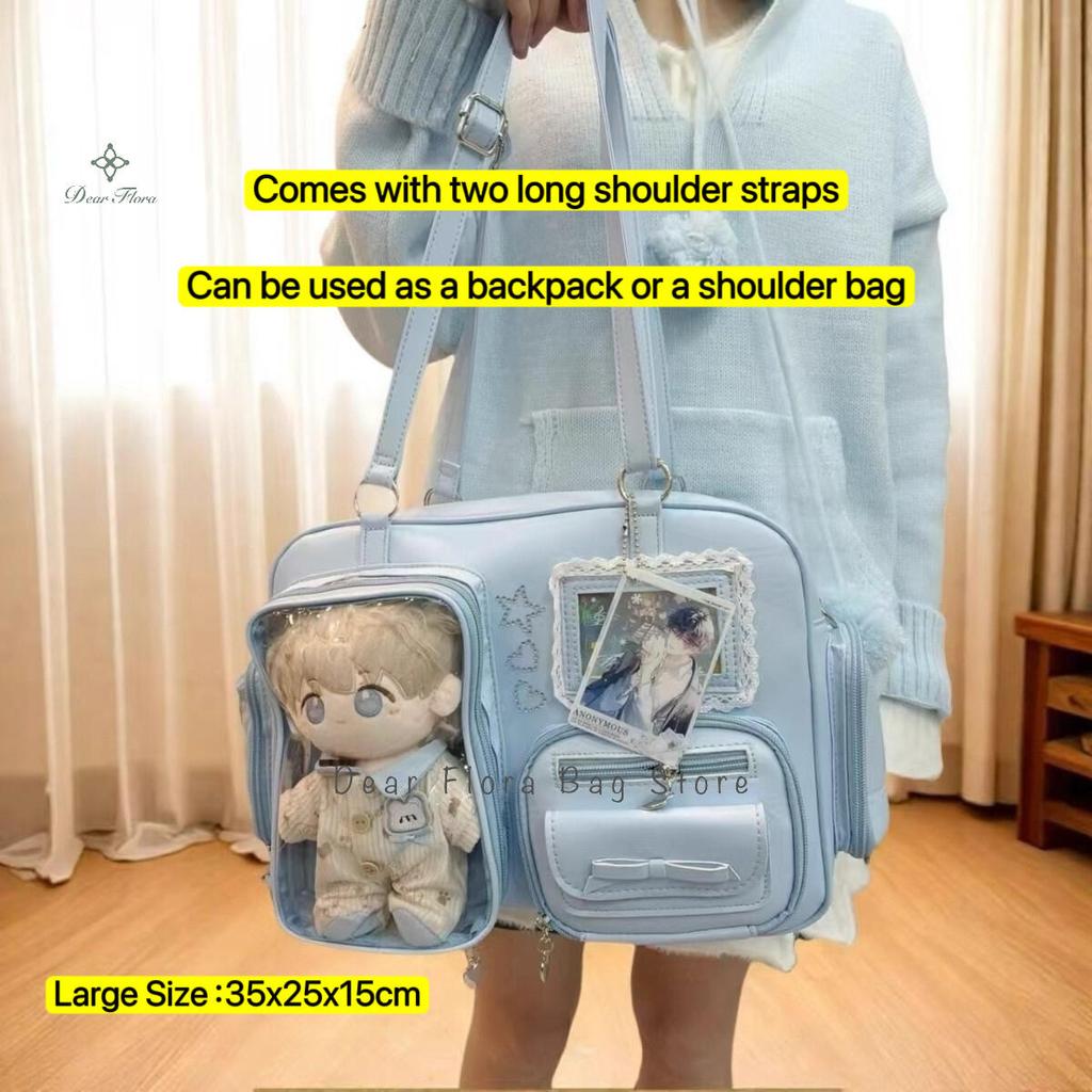 Новый милый itabag в стиле Y2K, рюкзак большой вместимости для выставки комиксов, прозрачная сумка через плечо для милой девушки, сумка через плечо для демонстрации значков DIY