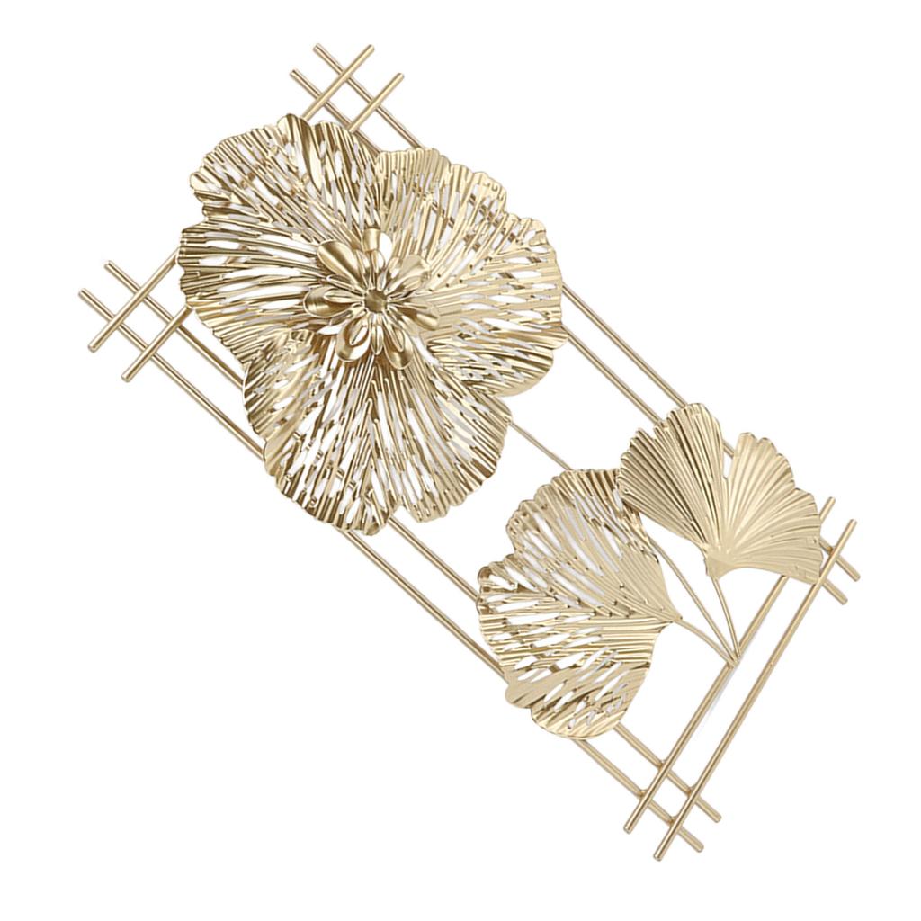 Golden Metal Ginkgo Leaf Decoration Modern Minimalist 3D Wall Sculpture for Bedroom Living Room