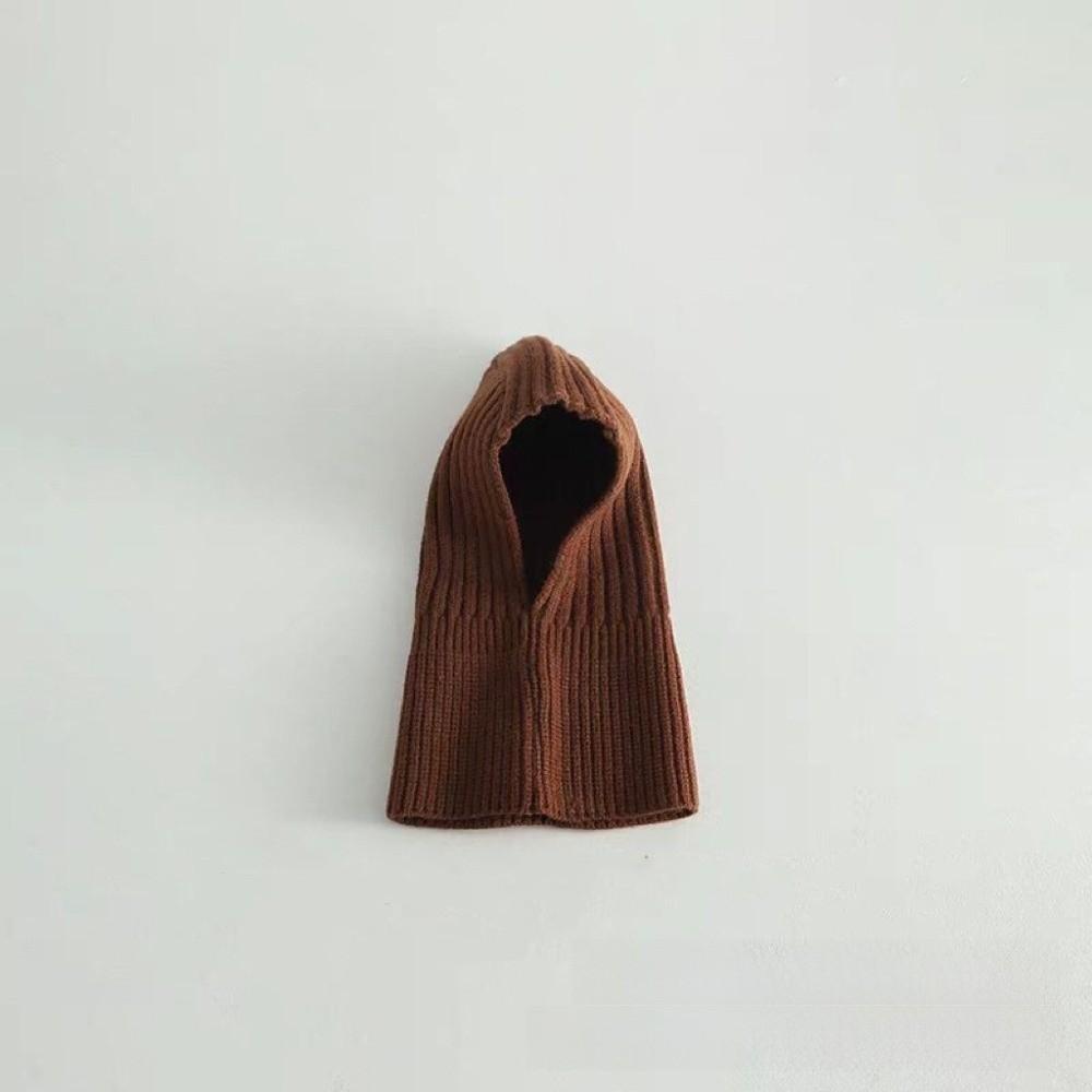 Solid Color Children Hooded Hat Wool Kids Balaclava Hat Fashion Scarf Integrated Hat Winter
