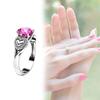 Fashionable Heart Shaped Pink Zircon Crystal Ring With Silver Plated Adjustable Band For Women