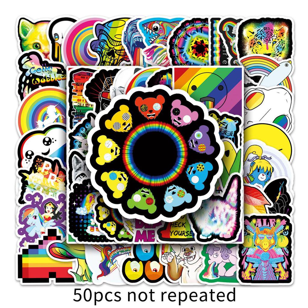 50 Colorful Cartoon Stickers for Suitcase, Laptop, Scooter, Motorcycle