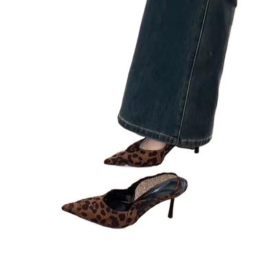 Модные новые женские сандалии Модные остроносые неглубокие слипоны Туфли-мюли для платья Тонкий низкий каблук Сандалии-слингбэки 2025