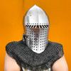 Bascinet Chainmail Helmet with Extra Reinforced Eye Bars Durable Medieval Helmet for Armored Combat LARP Cosplay Reenactments