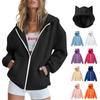 Women's Fashion Casual Long Sleeve Solid Color Hooded Sweatshirt Tops