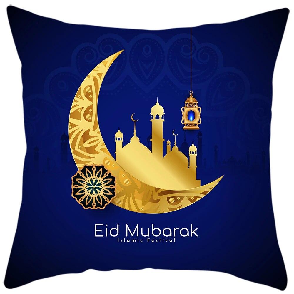 2024 Eid Mubarak Home Decor Pillowcase Sofa Cushion Cover Islamic Mosque Muslim Decorative Pillowcase Ramadhan Gift
