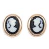 [R3656] - Gold Plated 'Camee' Black Gold Earrings - 13x11 Mm