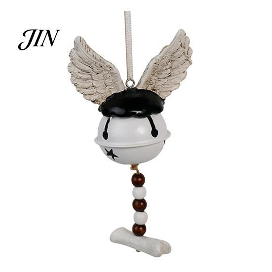 Durable Halloween Ornament Jingle Bell Ornament, Gothic Bull Skull/Angel Wings Hanging Decoration for Tree, Party Home Decor Seasonal