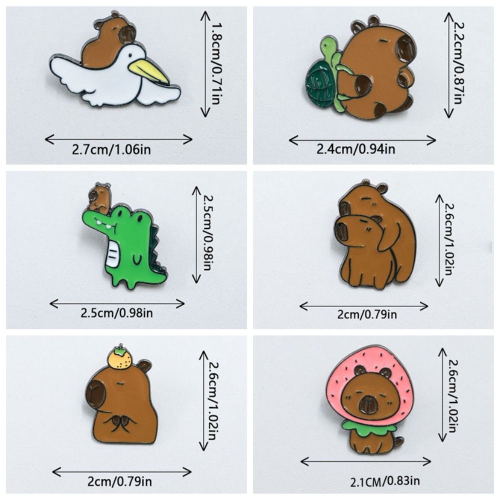 Мультяшная брошь, значок из сплава, металлическая пряжка, значок, брошь в виде капибары, брошь в виде животного, симпатичное украшение для школьного рюкзака, аксессуары для рюкзака