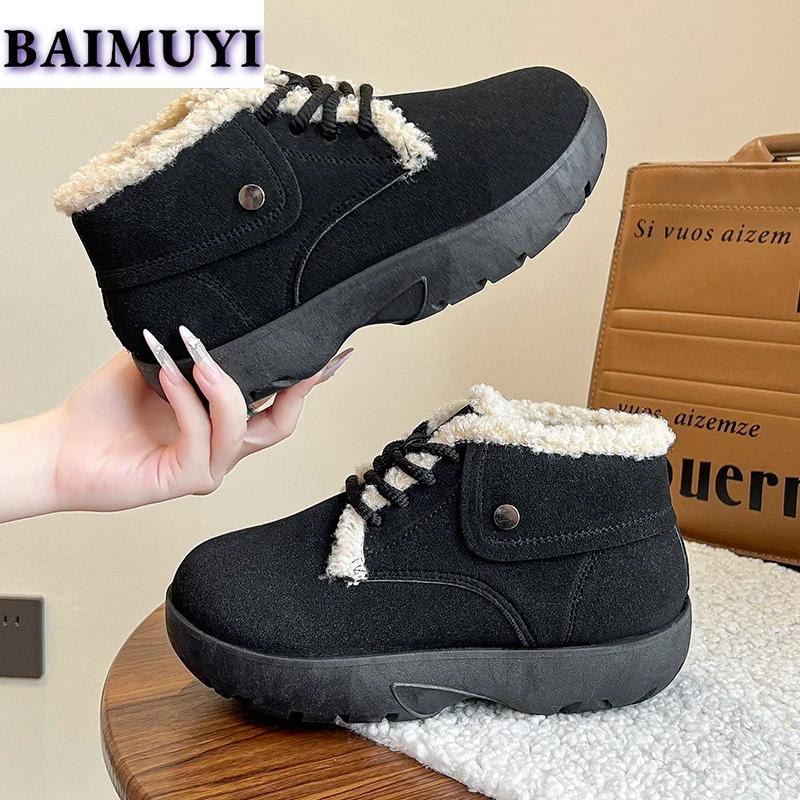 Меховые балетки на платформе женские зимние ботильоны теплая обувь 2025 тренд повседневные прогулочные кроссовки для походов зимние короткие плюшевые женские ботинки