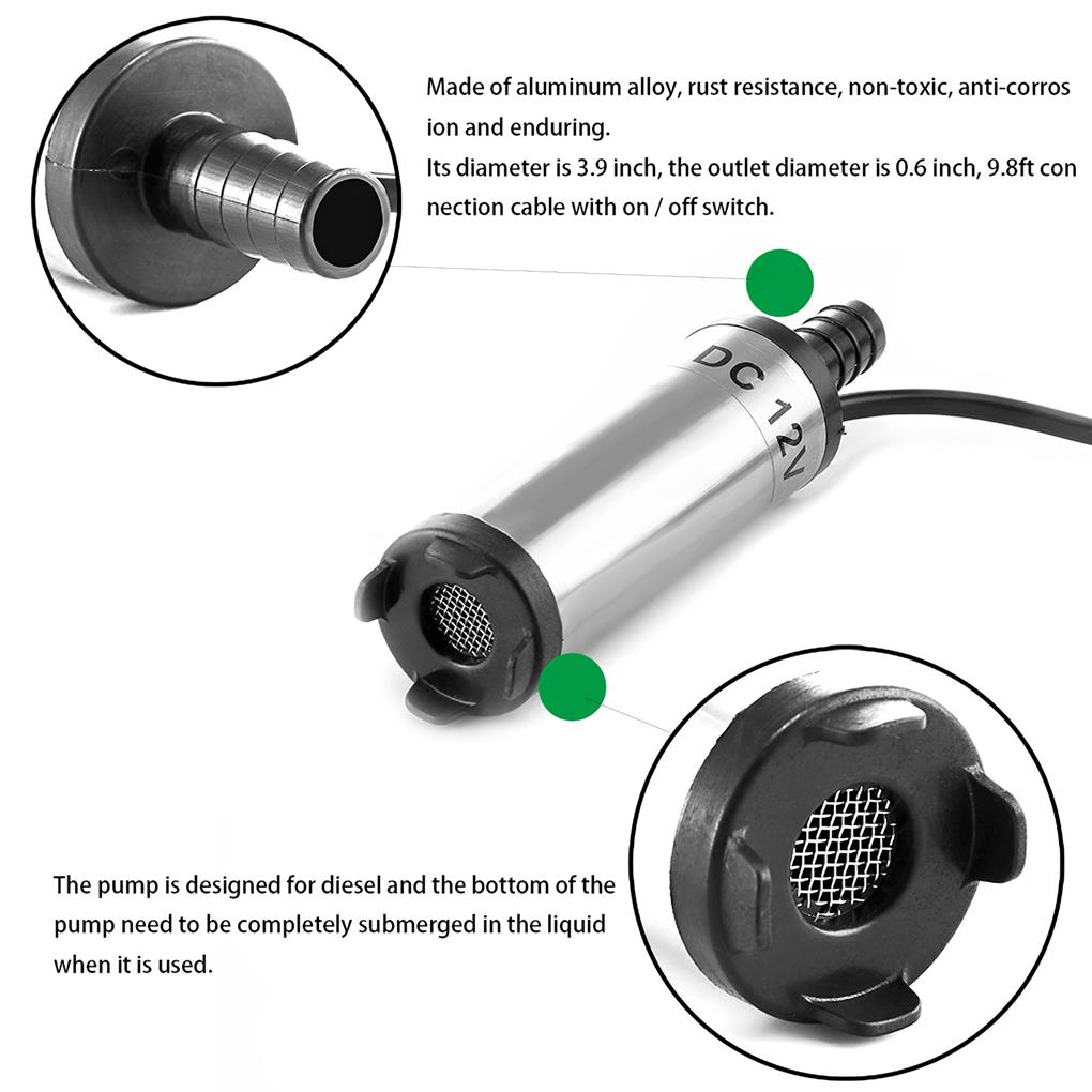 38MM 12V Oil Pump Electric Stainless Steel LeakproofDiesel Pumps Low Noise Fast Speed Oils Extractor Construction Outdoor