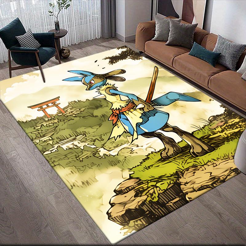 Lucario Collection Anti-Slip Floor Mat, Rectangular Carpet for Bedroom, Sofa Area & Living Room, Home Decor
