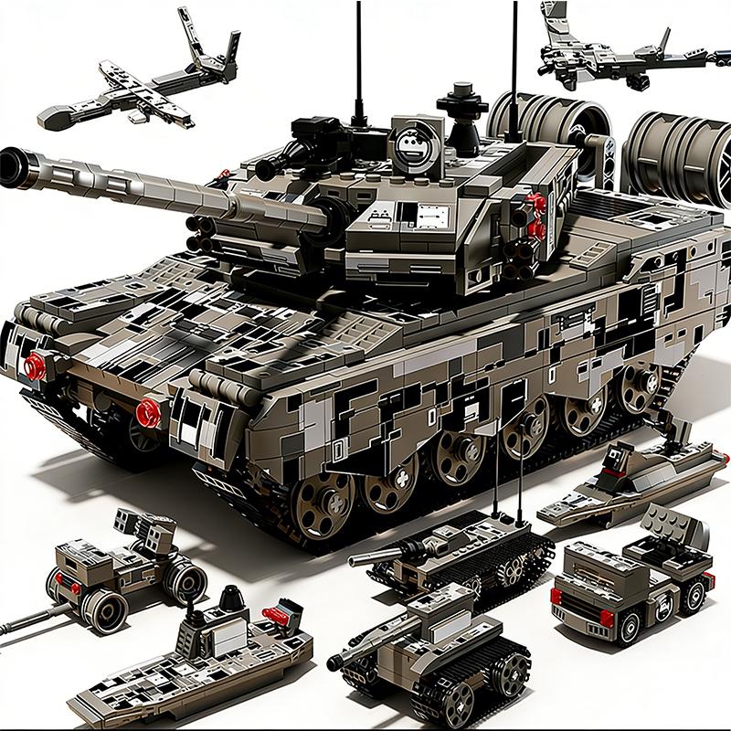 40cm Military Building Blocks 8in1 Tank Armored Vehicle Truck Combat Vehicle Tank Model DIY Kids Toy Christmas Holiday Gift
