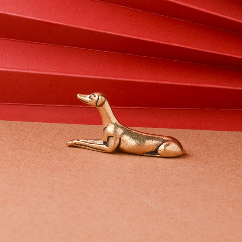 Solid Brass Loyal Dog Desk Ornaments Vintage Copper Animal Miniatures Figurines Decorations Gifts Home Decor Crafts Accessories