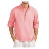 Men's Casual Plus Size Cotton Linen Tops Leisure Classic Man Solid Color Long Sleeve Shirt Buttons Stand Collar Shirts for Men