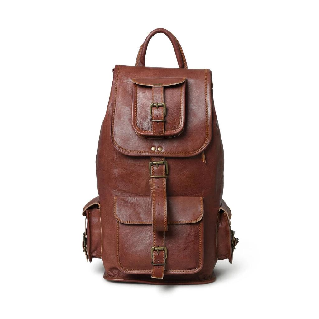Handmade Leather Backpack Laptop Rucksack Men Women Vintage Brown Travelling Bag