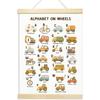 Voxitura Car Alphabet Poster Hanger Frame, Nursery Traffic Wall Decor Art Canvas for Playroom Kids Toddler Boy Room Classroom, Cute ABC Prints for