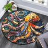 Круглый ковер 'Осьминог в мозаике', Ковер для гостиной, спальни, дивана, игровой комнаты, Нескользящий коврик для пола