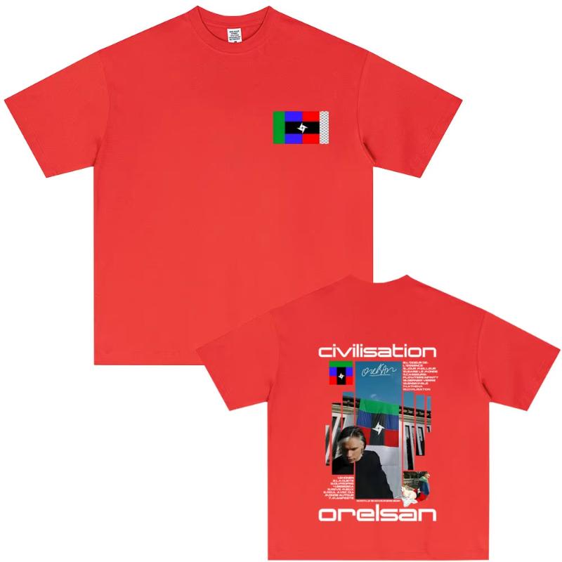 Рэпер Orelsan Альбом Civilisation Графические Футболки Унисекс Повседневные Мягкий Хлопок Футболка Унисекс Женская Хип-Хоп Мода Поп-Музыка Футболка