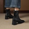 Krazing Pot Микрофибра Квадратный Носок Толстый Каблук Ботильоны Челси Размер 42 Молния Женские Лаконичный Стиль Эластичные Ботильоны