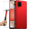 Case for Samsung A42 (6.1 ") Set of 2 Tempered Glass Protection In Simple Silicone Anti-Shock Red