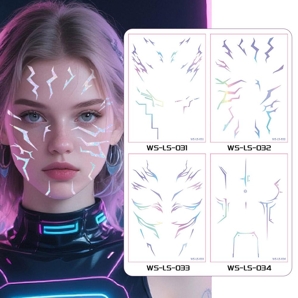 Временные татуировки, Фиолетовые молнии, макияж для косплея, водостойкие наклейки для фейс-арта
