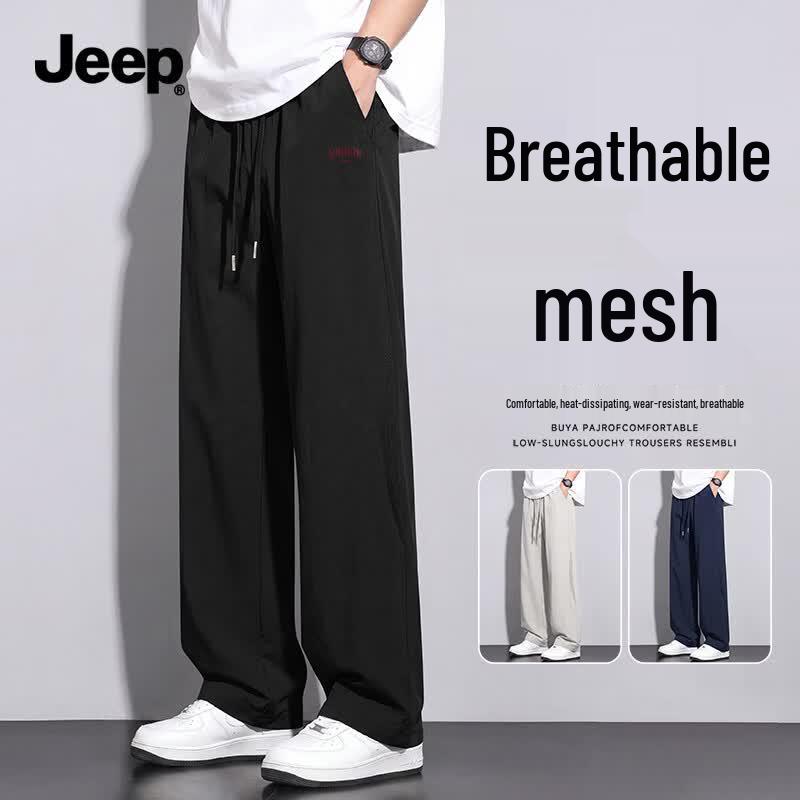 JEEP Men's Lightweight Summer Mesh Straight-Leg Casual Pants