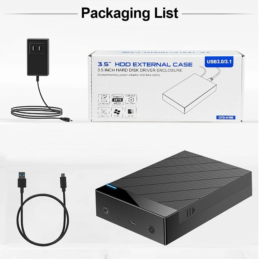 Корпус для 2.5/3.5-дюймового HDD USB 3.0 к SATA Внешний Жесткий Диск Поддержка 12 ТБ Корпус для Жесткого Диска 5 Гбит/с Высокоскоростной Адаптер для ПК Ноутбука