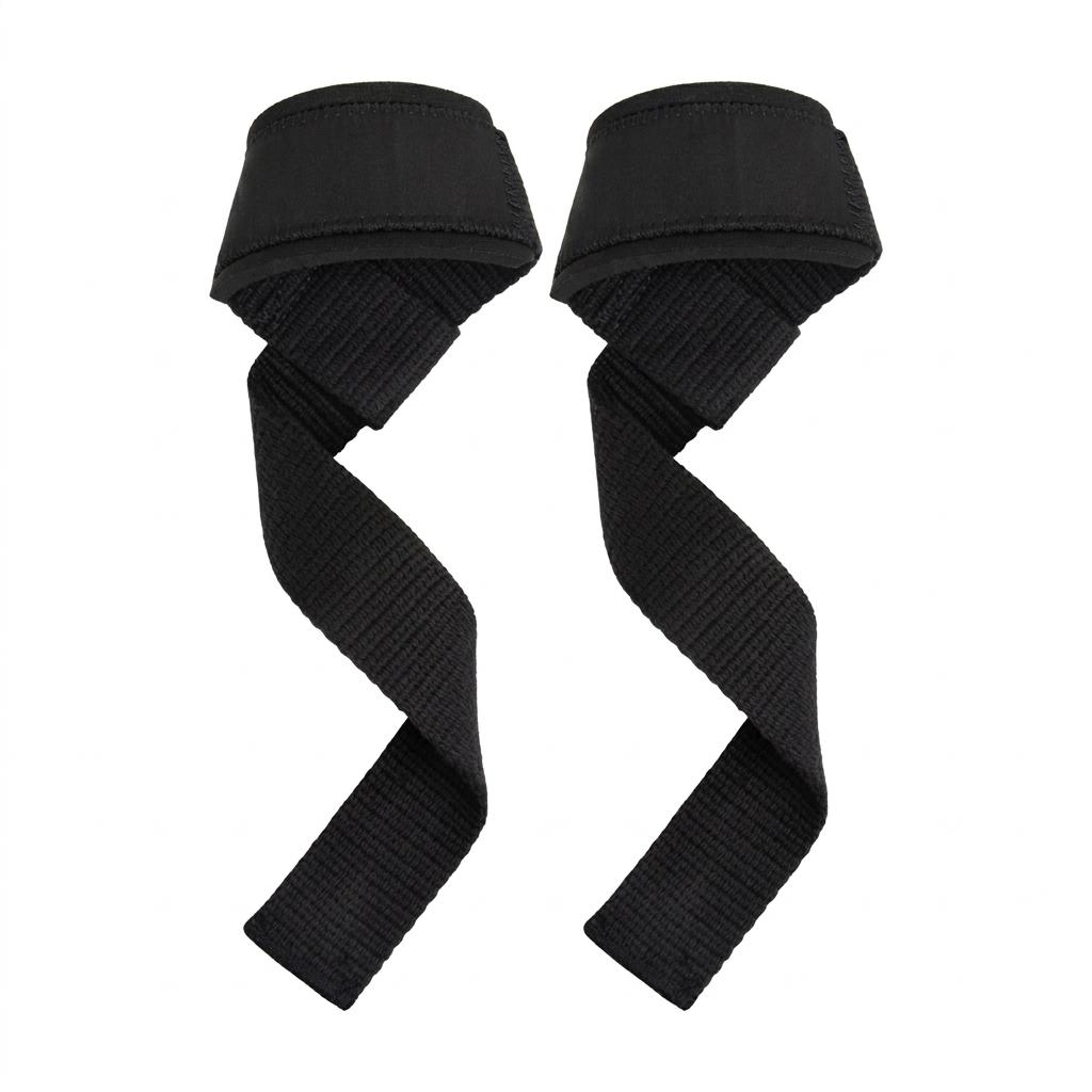 MKAS Black Unisex Polyester Padded Sports Wrist Straps for Weight Lifting Gym Fitness Wrist Lifting Straps
