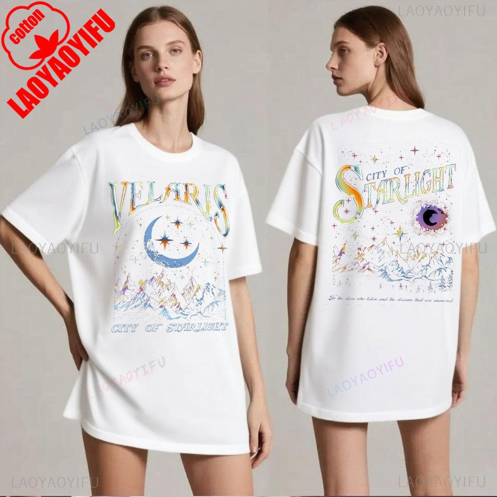 Женская футболка Velaris Город Звездного Света ACOTAR Двусторонняя футболка Ночной Двор Снов Рисенд Кассиан Сара Дж. Маас Футболка для книголюбов