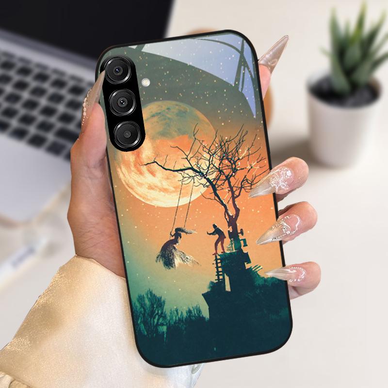 Модный Чехол Для Samsung A55 A56 Чехол A25 A26 Закаленное Стекло Чехол Для Телефона Для Galaxy A15 A35 A36 Жесткий PC Стекло Защитный Fundas
