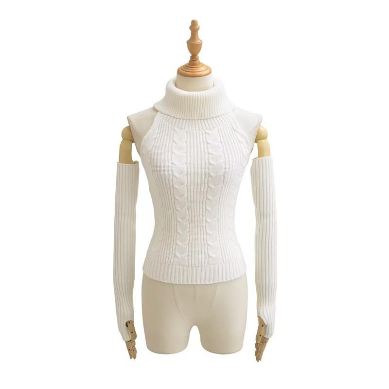 Sexy Slim Fit Turtleneck Sleeveless Knit Sweater Short Top Women