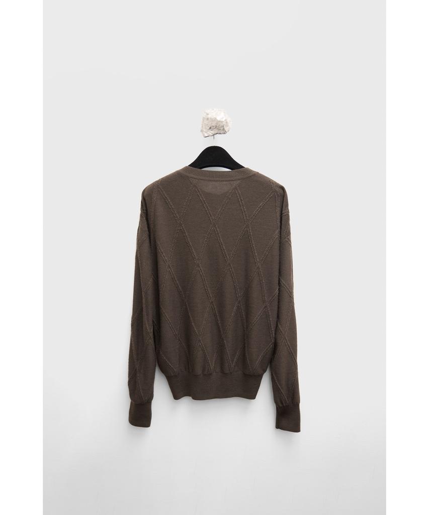 YOUTH Round Neck Textured Cardigan - Brown
