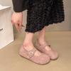 Mori Retro One-word Buckle with Mary Jane Shoes for Women's 2025 New Lazy One-pedal Shallow-mouth Flat-soled Doudou Shoes