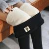 Зимние женские леггинсы на шерстяной подкладке, бархатные термобрюки, леггинсы с высокой талией, однотонные, удобные, эластичные, теплые