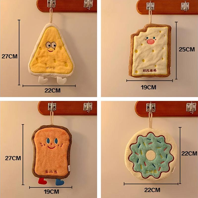 Милое мультяшное полотенце для вытирания рук, утолщенное, впитывающее, кавайное, мягкое полотенце с петлей для подвешивания, принадлежности для ванной комнаты