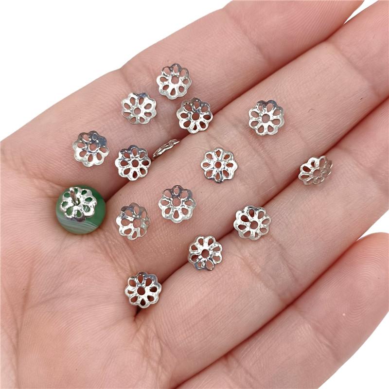 300Pcs 6mm DIY Bead Caps Hollow Flower End Cap Connectors for Jewelry Making