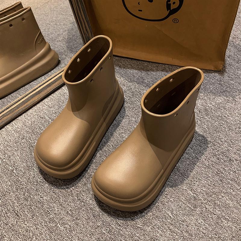 Сапоги из плотного непромокаемого материала женские водонепроницаемые сапоги галоши женские дождевые туфли уличные дождевые туфли толстые подошвы водонепроницаемые женские дождевые туфли