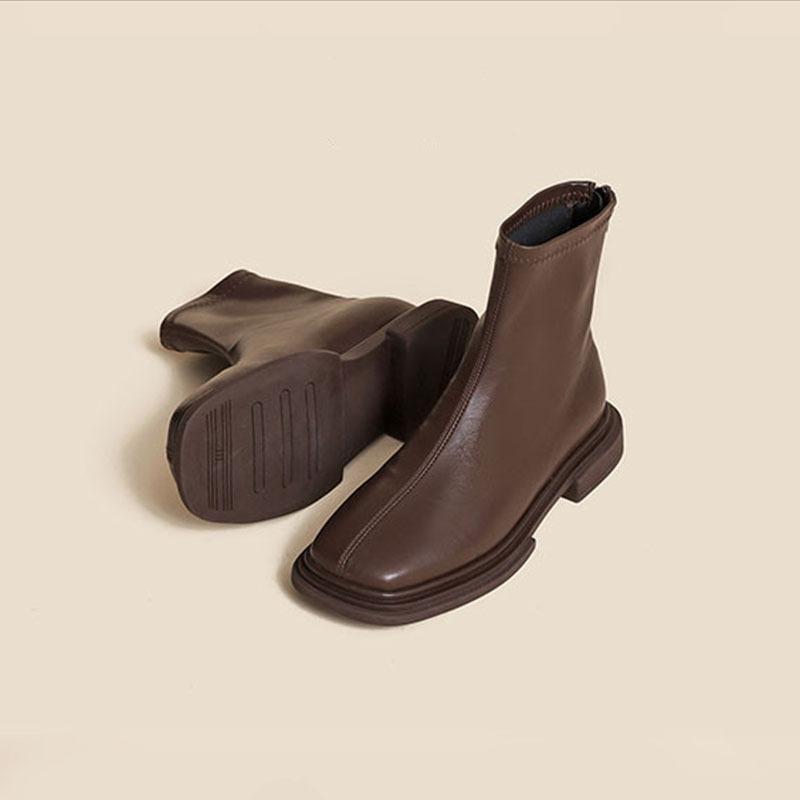 Ботинки на плоской подошве женские 2024 новые черные коричневые короткие ботинки осенние замшевые челси одинарные ботинки туфли с боковой молнией повседневные ботинки женские