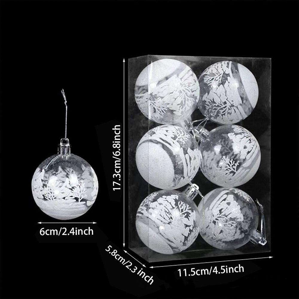 6pcs Clear Baubles Christmas Ball 6cm Hanging Ball Shatterproof Xmas Hanging Ornament Party Supply