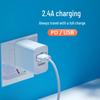 Быстрое зарядное устройство с двумя портами USB+PD Type-C и USB, 2,4 А, стандарт США/ЕС для мобильных телефонов