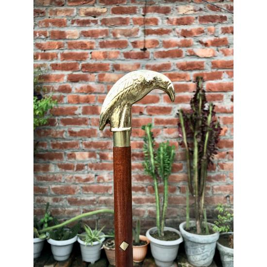 Старинная трость с вороньим дизайном, латунная ручка, деревянная прогулочная трость с антикварной отделкой и латунной отделкой, подарок